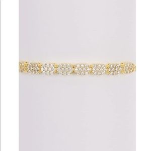 Gold Tone Pave CZ Rectangle 💎 station Bracelet
